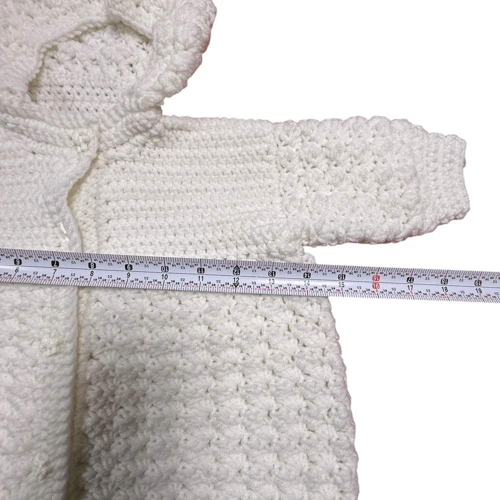 Handmade White Crocheted Baby Bunting Coat |‎ Newborn Infant Hooded Cocoon
